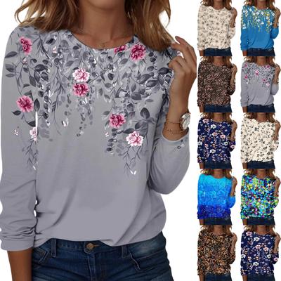 Long Sleeve Shirts For Women Cute Print Graphic Tees Blouses Casual Plus Size Basic Tops Pullover