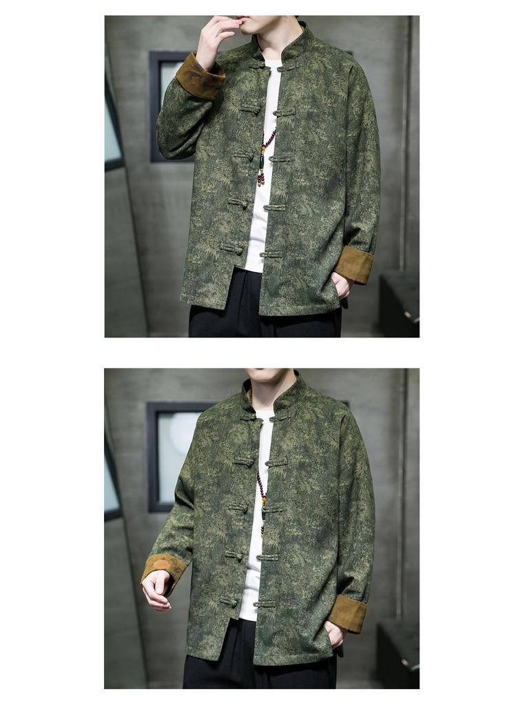 Men's Chinese Style Jacket - Spring/Autumn Hanfu Tea Suit, Zhongshan Suit, Stand-Up Collar Tang Jacket