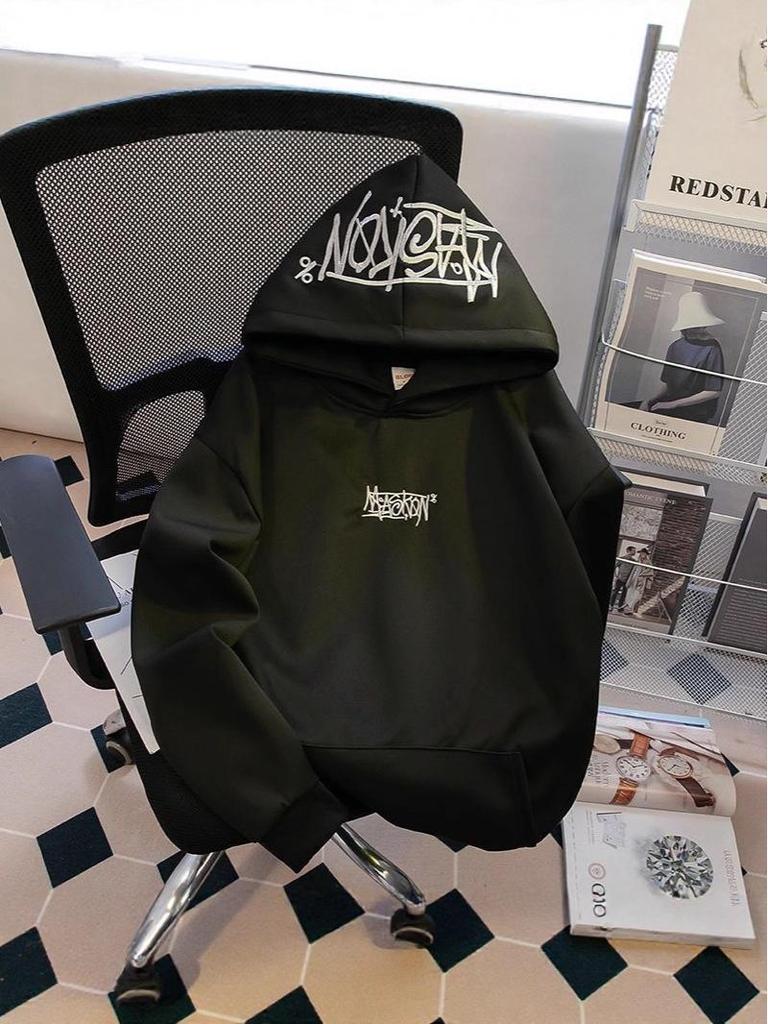 Unisex Hooded Embroidered Sweatshirt - Trendy Spring/Autumn Casual Outerwear