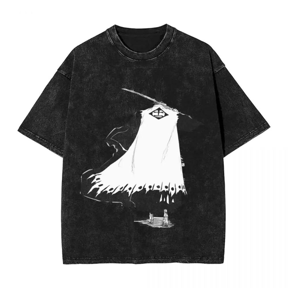 Bleach Kurosaki Ichigo Full Hollow Form Silhouette Vintage Washed Oversized T-Shirt | Unisex Anime Streetwear Tee