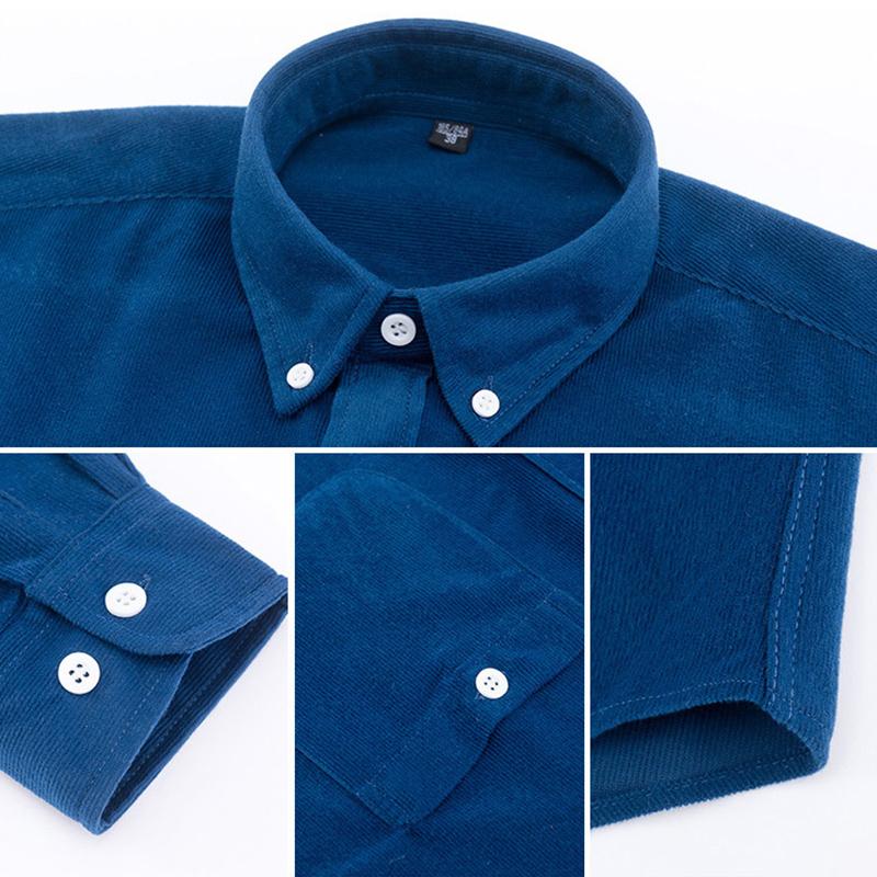 Men's Corduroy Shirts Long Sleeve Fashion Casual Regular Fit Soft Comfortable Pocket Dress Shirt For Men Blouse Clothes