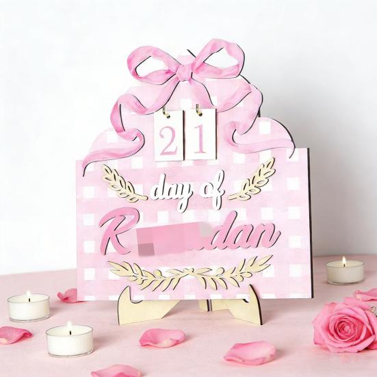 Wooden Countdown Calendar with Stand Number Sign Farmhouse Rustic Countdown Ornament Home Office Desktop Decoration