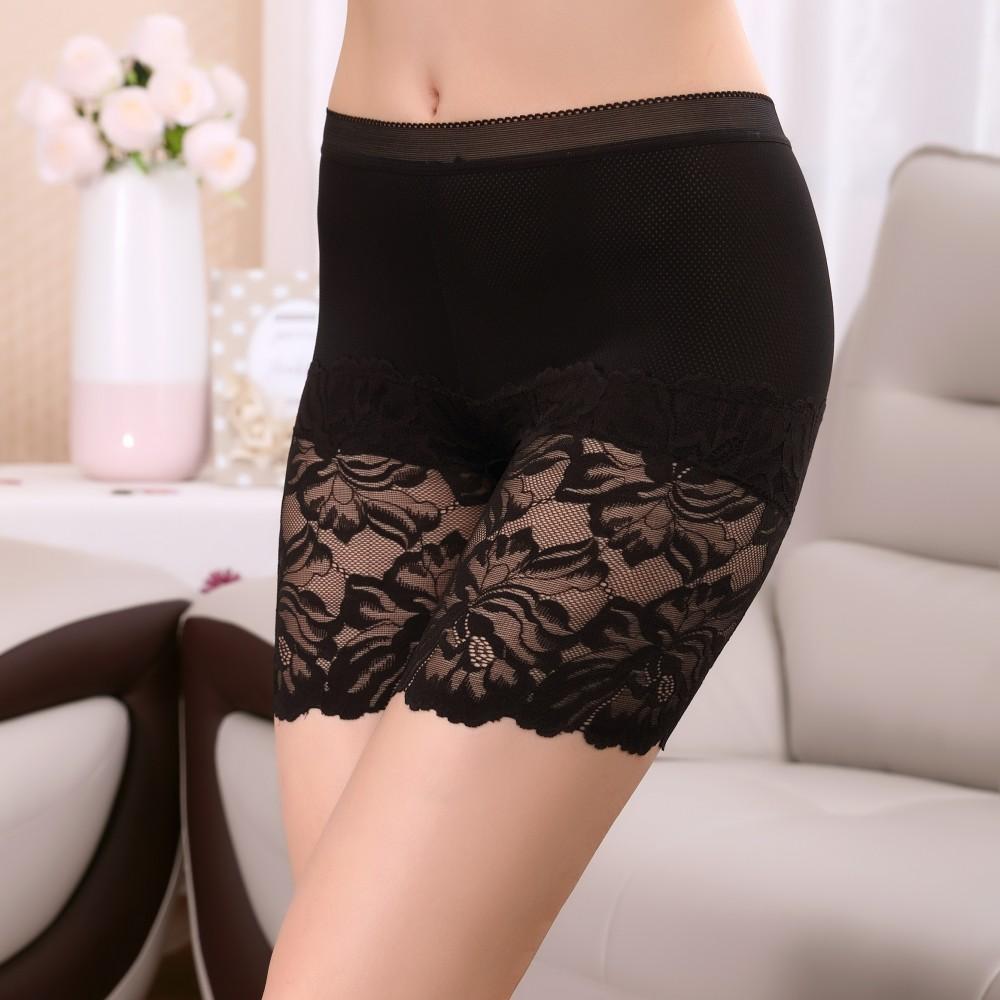 Pantaloni scurți cu talie înaltă fără cusături sub fustă Plus Size Sexy Dantela Anti-frecare Pantaloni scurti de siguranță Lenjerie de corp Chiloți