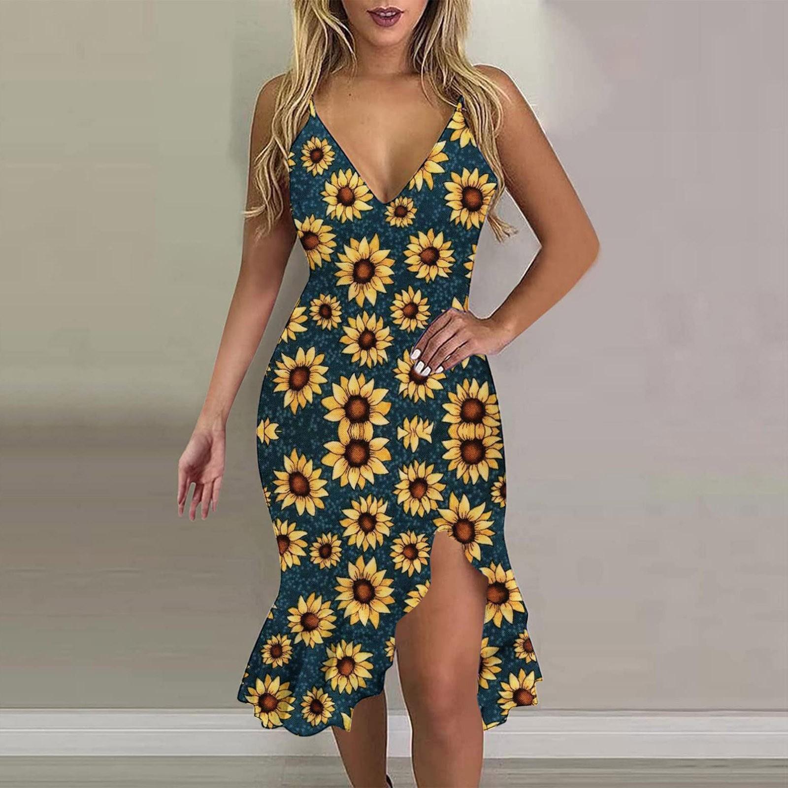 

Облегающее платье на бедрах для женщин, платья с v-образным вырезом, женское коктейльное платье с цветочным принтом, вечернее платье-футляр S жёлтый