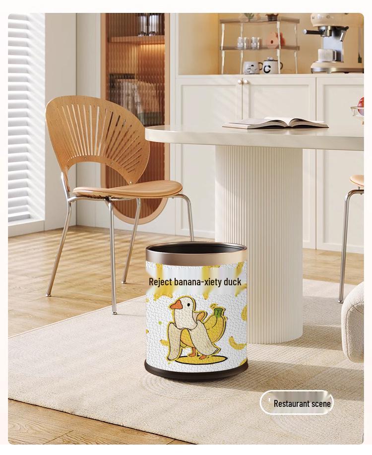 He Mu Cheng Double Layer Cartoon Stainless Steel Trash Can with Foot Pedal - Living Room & Kitchen