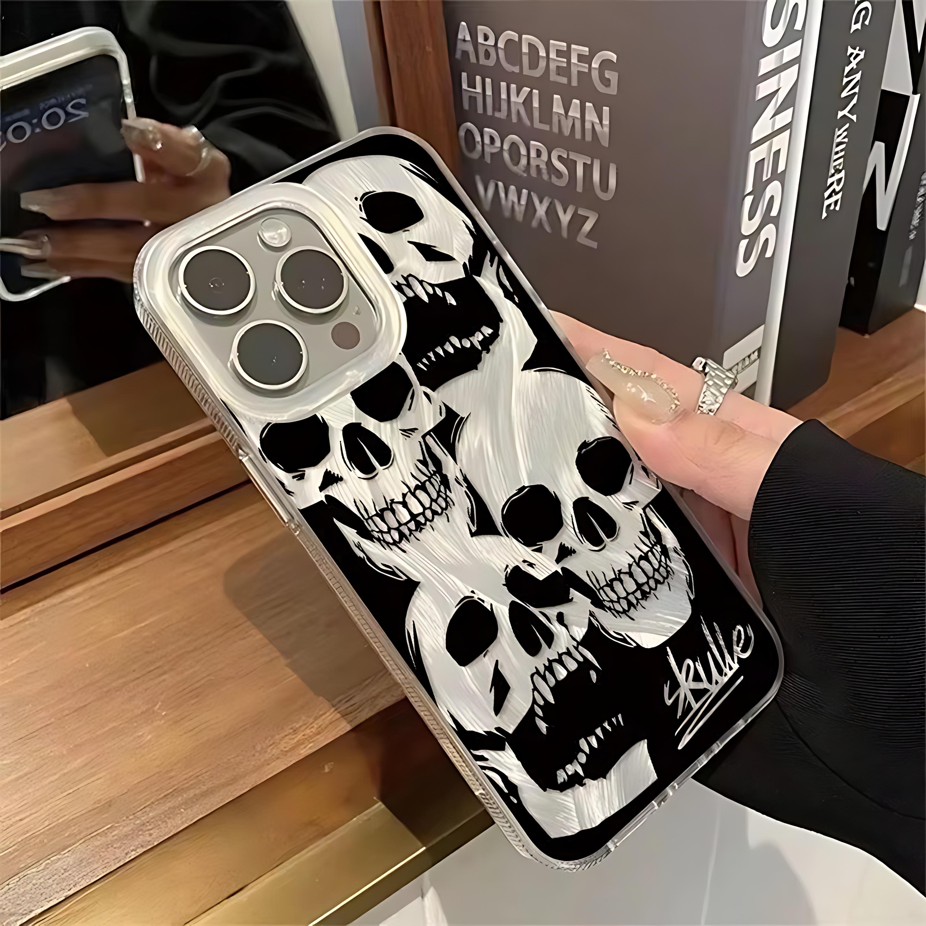 

European American Style Skull Phone Case for Xiaomi Redmi Note 14 13 12 12s 11 11s 10 9 8 7 Pro Plus 4G 5G Feather Texture Cover Redmi Note 8 4G
