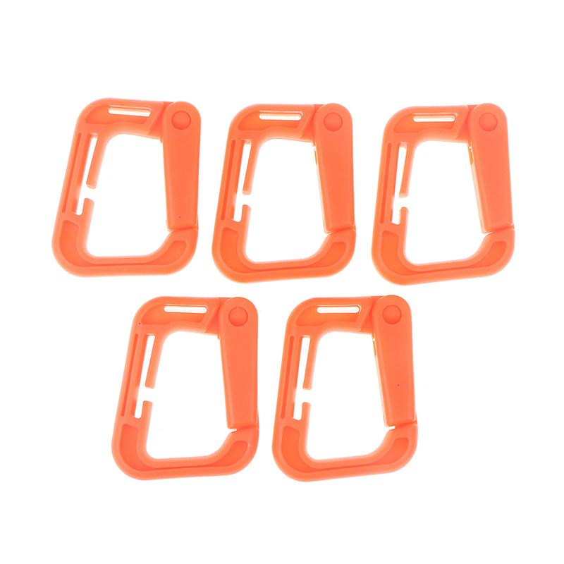 5Pcs Outdoor Plasctic Shackle Carabiner D Type Backpack Hanging Webbing Hook Buckle Multi Outdoor Hiking Camping Gear