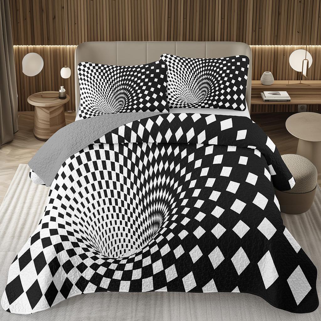 Grid Bedspread Black And White Checkered Bedding Set,Farmhouse Buffalo Plaid Coverlet Geometric Gingham Checkerboard Bed Cover
