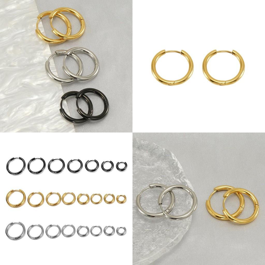 Schicke runde Ohrringe aus Edelstahl für Damen und Herren mit robustem Design