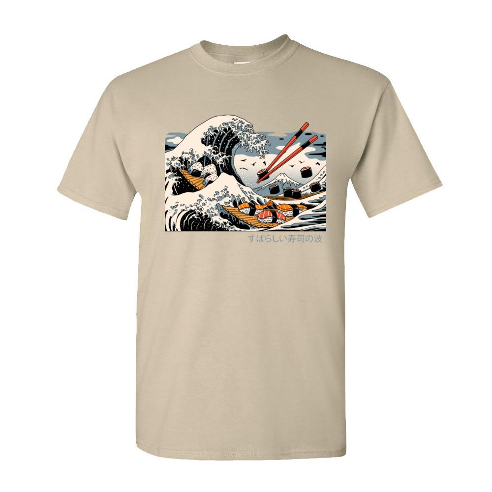 Men TShirt Great Waves Nara Tops Shirt All Cotton ONeck Short Sleeve Japan Sushi Printed Tee Shirt Mother Day Gift Top Quality