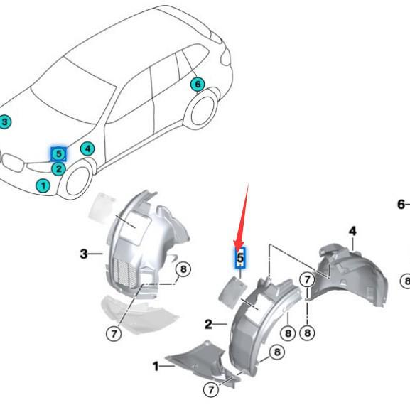 51717394829/51717394830 Front Inner Lining Cover for BMW X3 X4 G01 G02