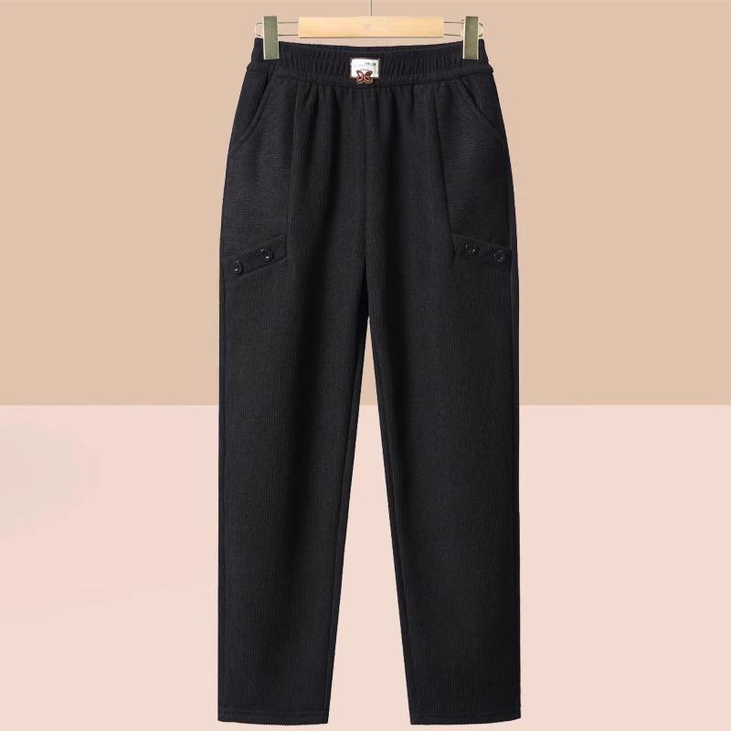 2024 New Style Plus Velvet Thick Slimming Harem Pants for Middle-Aged Women: Autumn/Winter Fashion