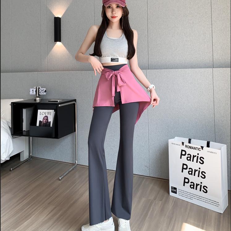 High-Waisted Slim Fit Velvet Wide-Leg Yoga Pants for Spring, Autumn, and Winter