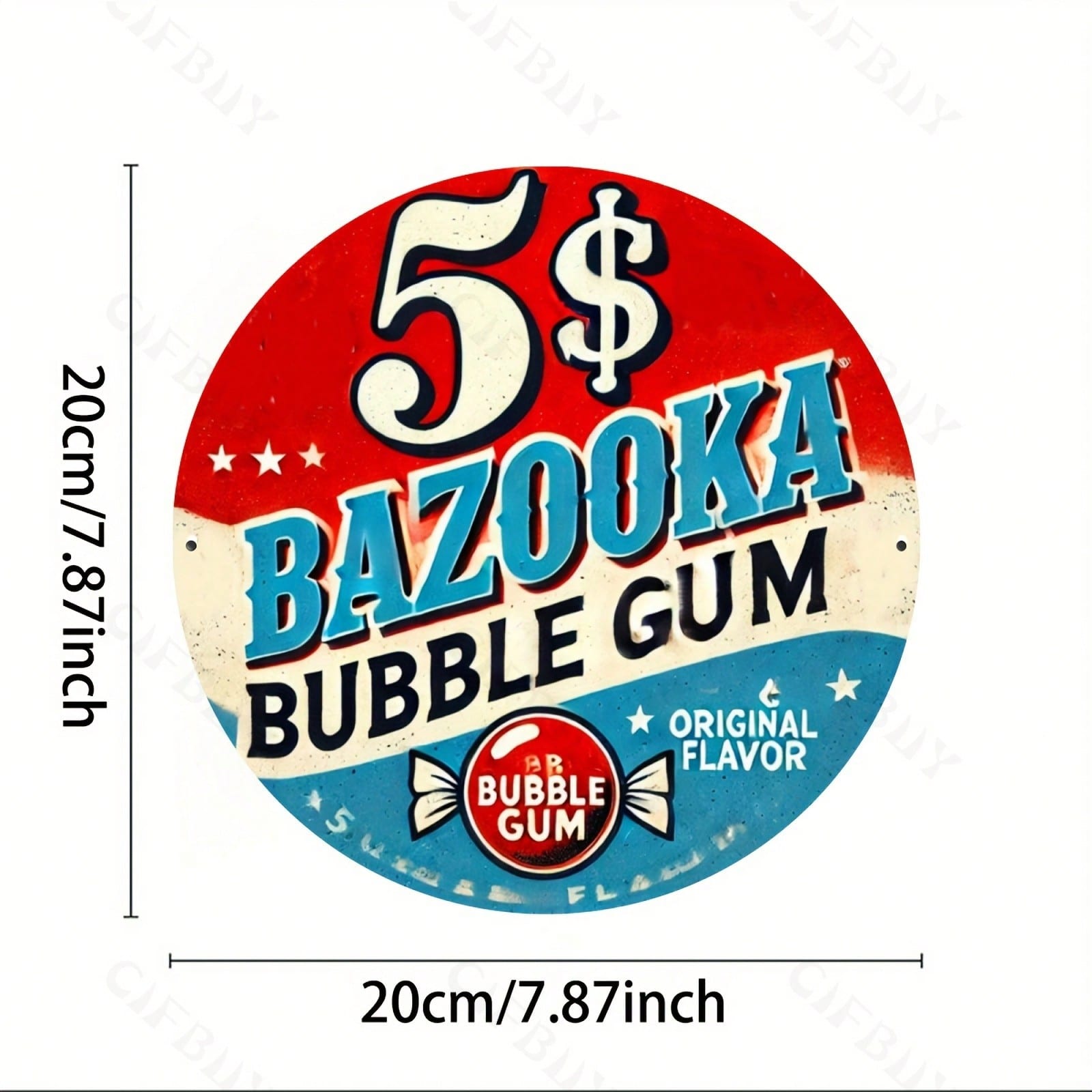 Винтажная металлическая круглая вывеска Bazooka Bubble Gum, Декор для стены, Алюминиевое искусство, Подарок TYA4573-20X20CM разноцветный