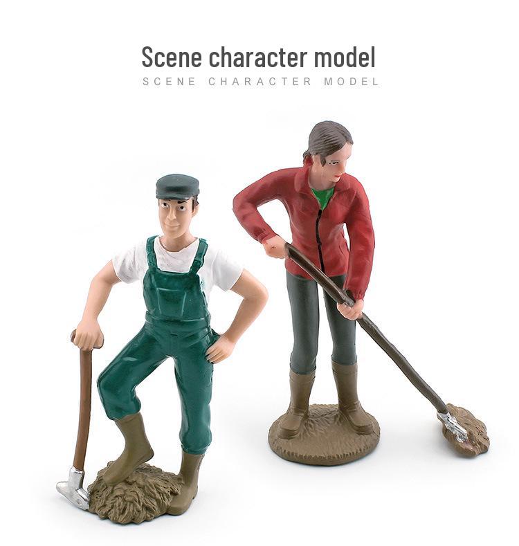 Cross-Border Farm Scene Worker Doll: Female Farmer with Shovel Ornament for Model Landscaping