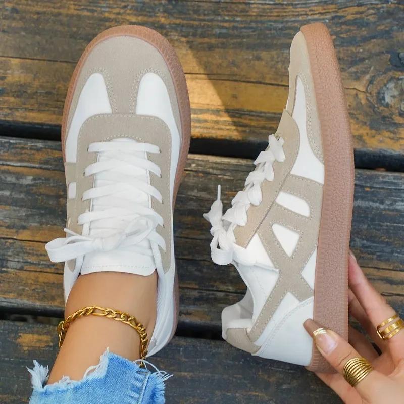 Fashion 2025 New Design Fashion Casual Shoes Lace Up Sneakers for Women Round Head Design Comfortable Sport Shoes