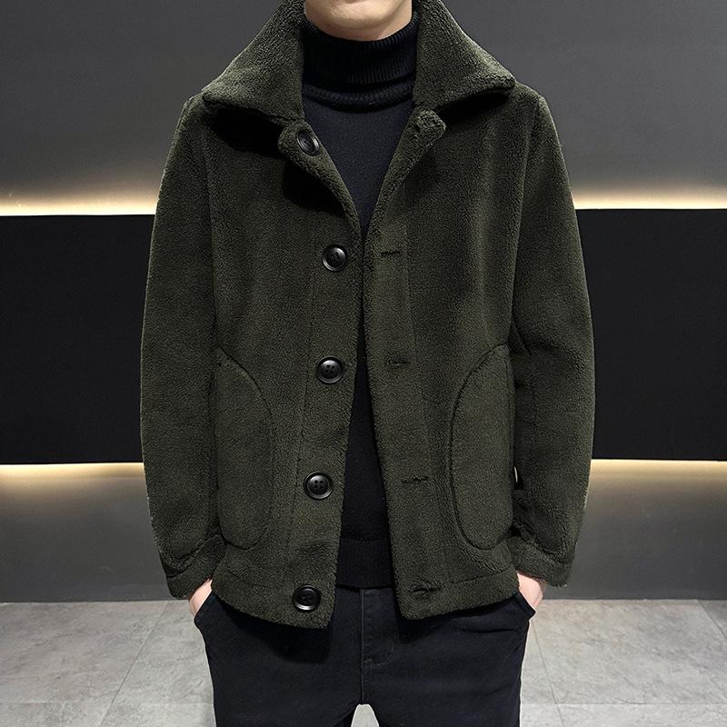 Autumn and winter jackets men's suede wear sheep shears on both sides, thickened fleece jackets, fattened and enlarged fur integrated men