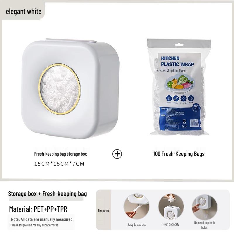 Wall-Mounted Cling Film Dispenser & Fresh-Keeping Bag Organizer