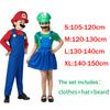 Anime Super Mario Bros Cosplay Costume Mario Luigi Costume Jumpsuit Hat Beard Sets Halloween Party Role Play Costumes For Unisex
