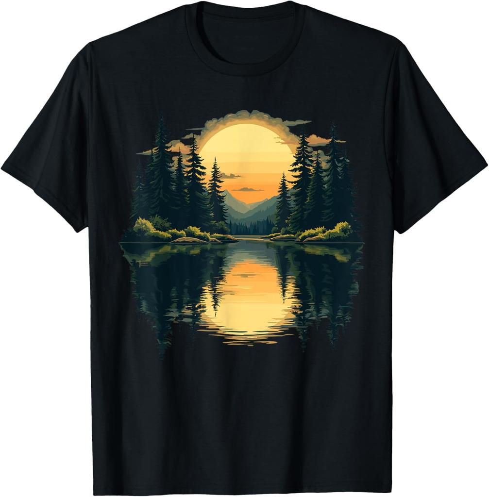 Trees Nature Mountains Adventure Outdoor Wildlife Forest T-Shirt Graphic T Shirts Print on Demand Camisas Streetwear