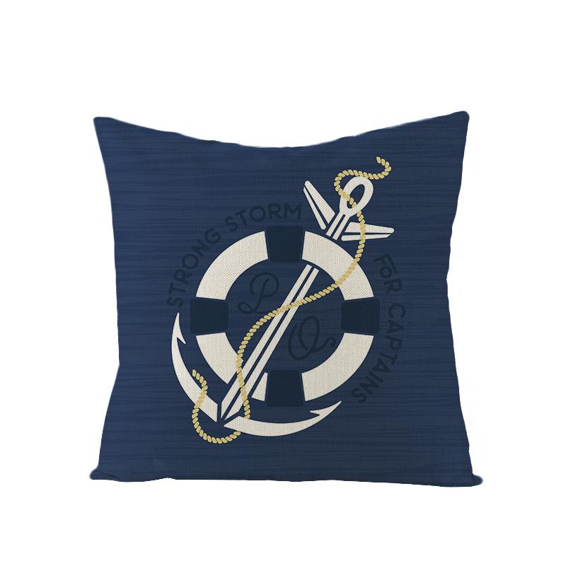 Nordic Retro Polyester Printed Pillow Cover Blue Anchor Animal Sofa Cushion Pillow Cover Home Furnishings