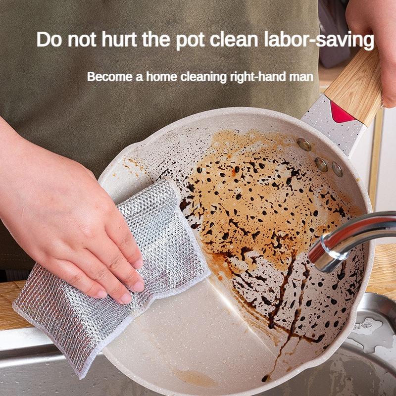 Magic rengjøringsklut fortykket dobbeltsidig metall ståltråd filler Kjøkken tallerken Gryte Vaskekluter Håndkle Kjøkkentilbehør