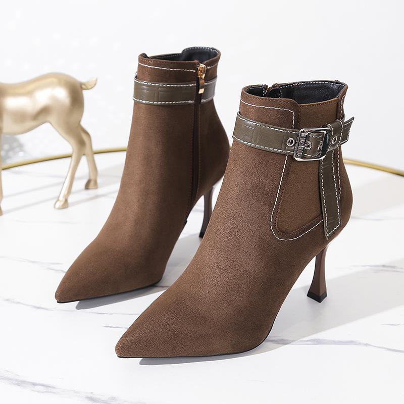 

Элегантные женские ботильоны с острым носком, роскошные туфли на высоком каблуке, зимняя тенденция 2025 года, туфли для вечеринок, новые сексуальные туфли-лодочки Botas Mujer 39 хаки