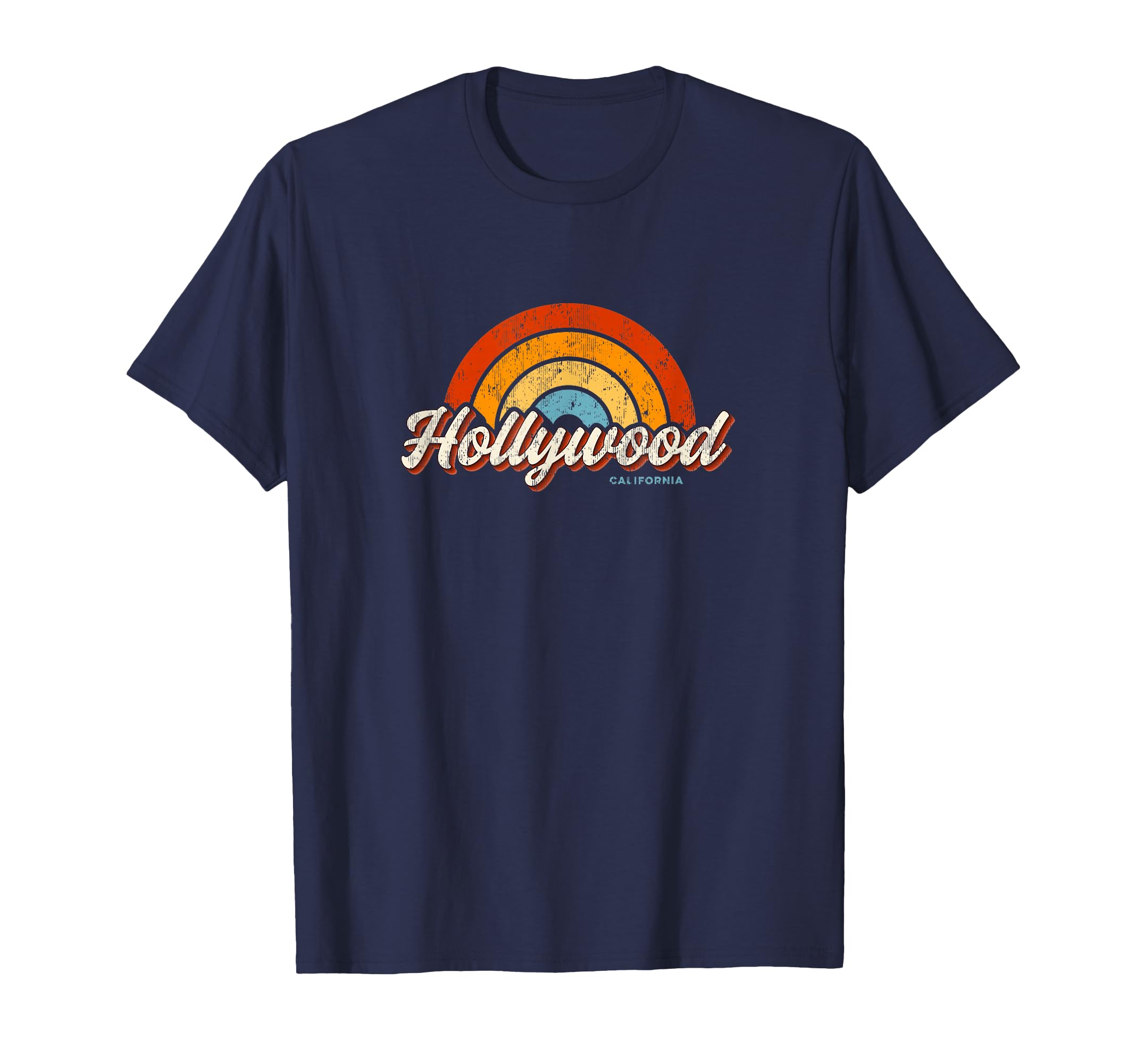 Hollywood California CA Vintage Rainbow Retro 70s T-Shirt