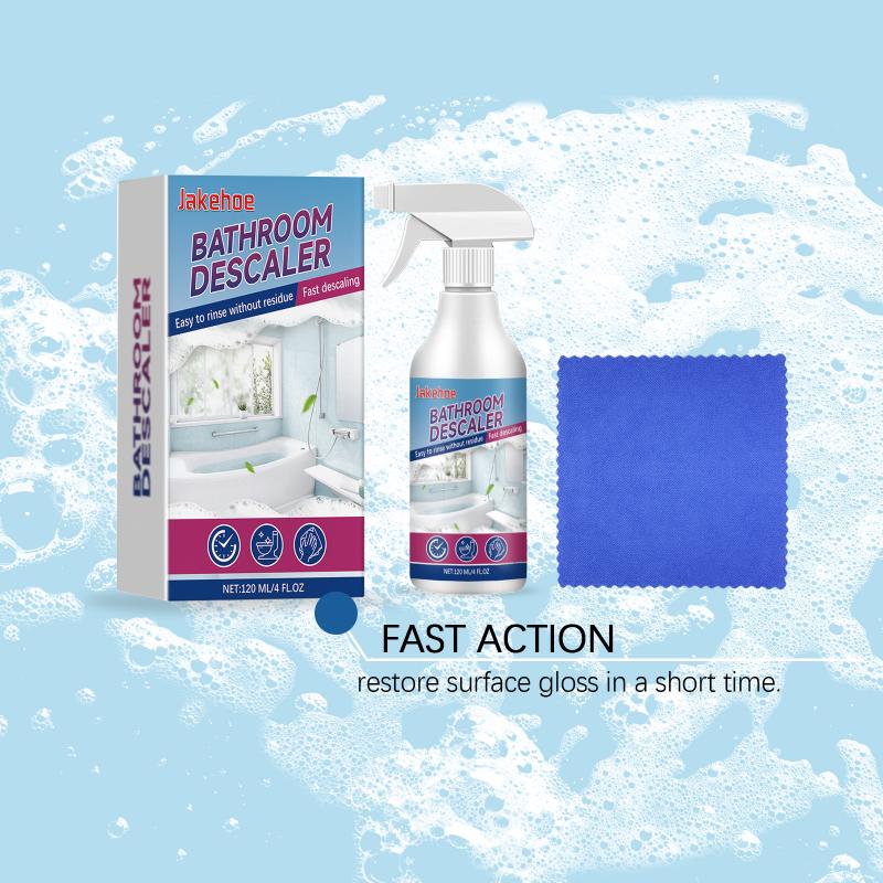 Jakehoe Bathroom Descaler Spray Quick Remove Water Stains Restoring Surface Gloss Non-Irritating Odor Bathroom Cleaner Spray 1pcs