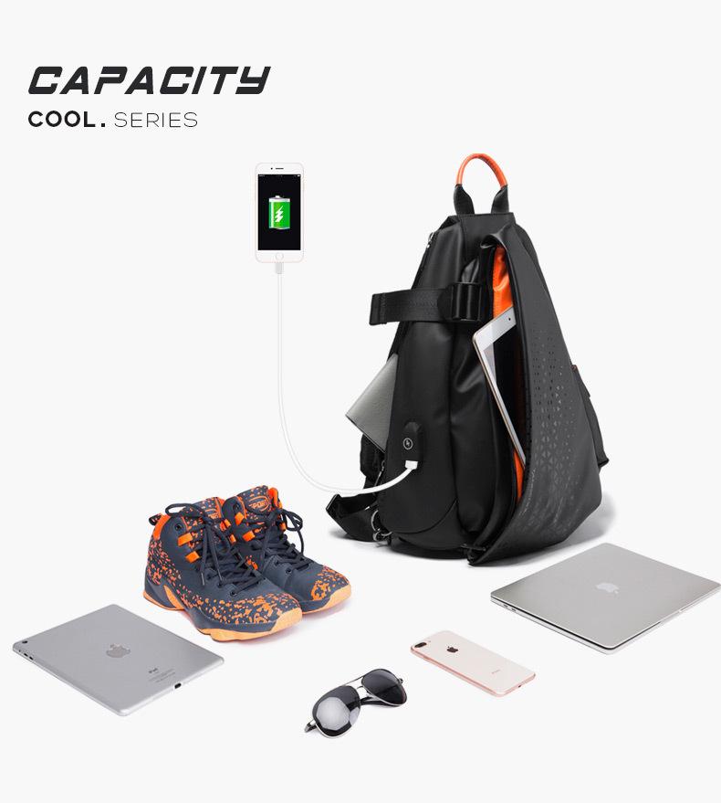 TANGCOOL Men's USB Charging Chest Bag - Outdoor Sports Crossbody Shoulder Bag