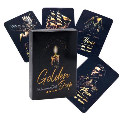 9*6cm Golden Deep Lenormand 36 Pcs Oracle Cards