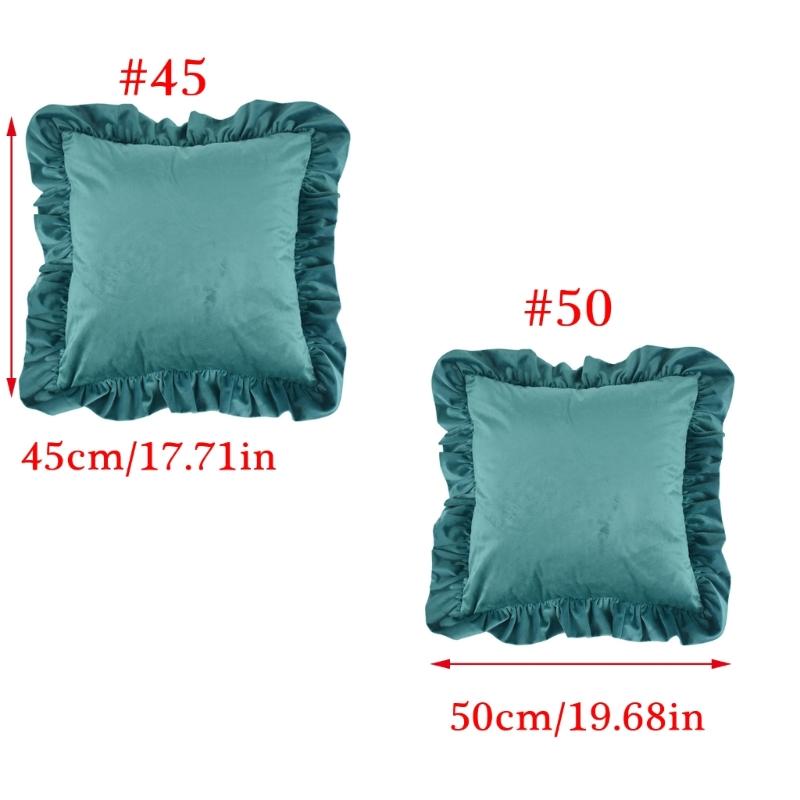 17.7In/19.7in Pillowcase Square Ruffled Pillow Sham Velvet Wrinkle Resistant Zippered Sofa Bedroom Decoration