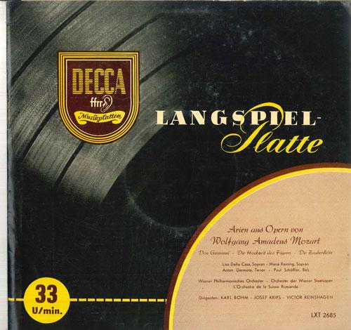 LP Record LISA DELLA CASA MARIA REINING ANT Arien Aus Oper Von Wolfgang Amadeus LXT2685PROMO DECCA 1954 Germany Classical Used