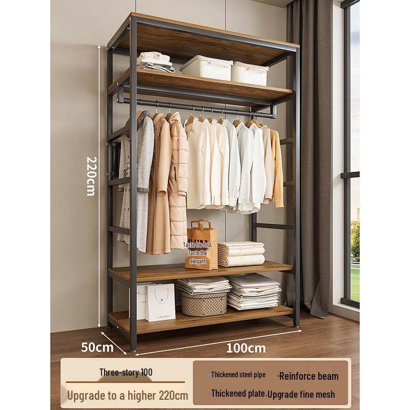 Metal Walk-In Wardrobe: Floor-Standing Clothes Rack, Open Garment and Hat Rack, Bedroom Shelf Assembly
