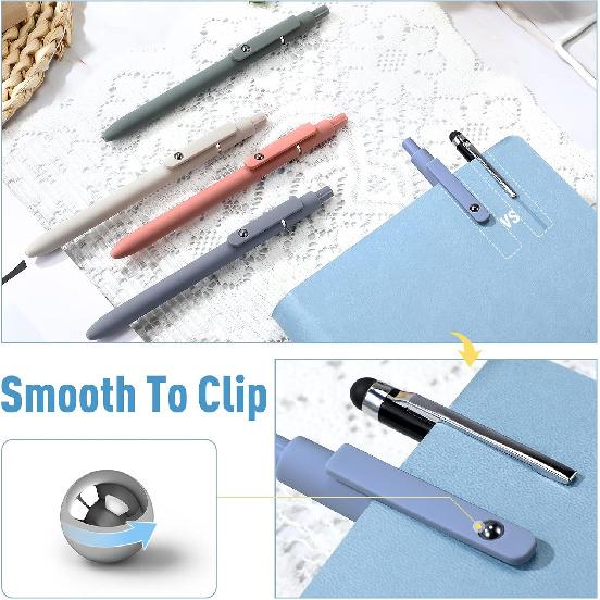 Thenshop Gel Ink Pen Retractable Ballpoint Pens with 0.5 mm Black Click Refill Smooth Writing Cute Quick Dry Fine Point Piloting Aesthetic(20