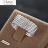 Nytt mode bred silverring kvinnliga kvinnor solid 925 sterling silver ring flätad mesh ring personliga silversmycken