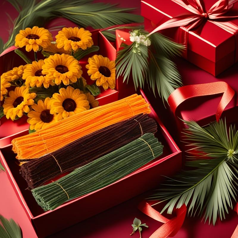 300pcs Nylon Iron Pipe Cleaners, Sunflower Bouquet Fluffy Stems, for DIY Craft Projects