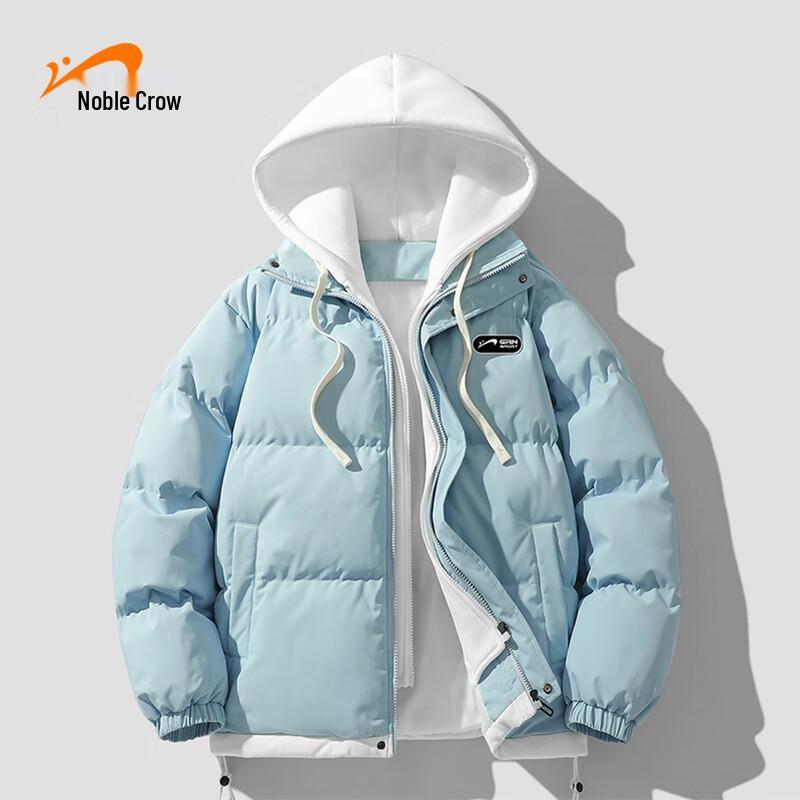 ERKE Men's Winter Hooded Faux Two-Piece Thick Padded Jacket