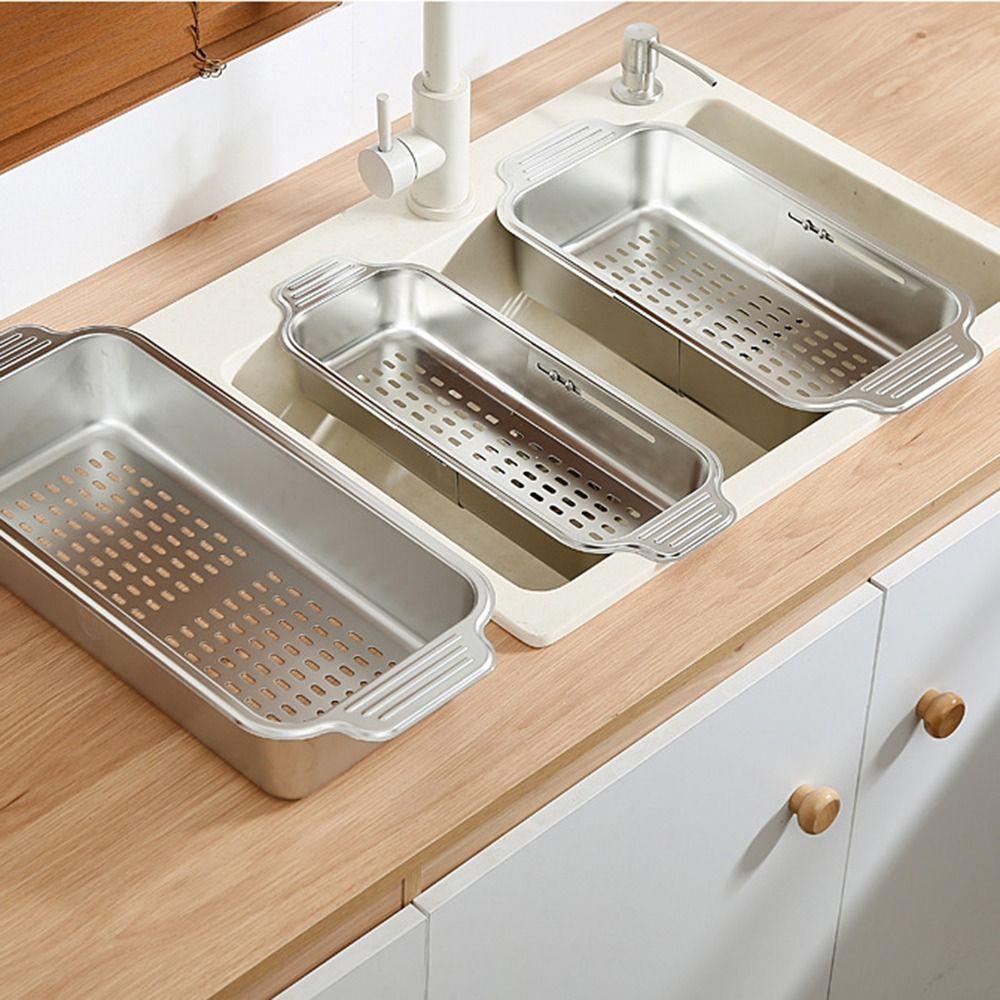 Retractable Vegetables Drain Basket Thickened Kitchen Sink Rack Over Sink Organizer Kitchen Sink