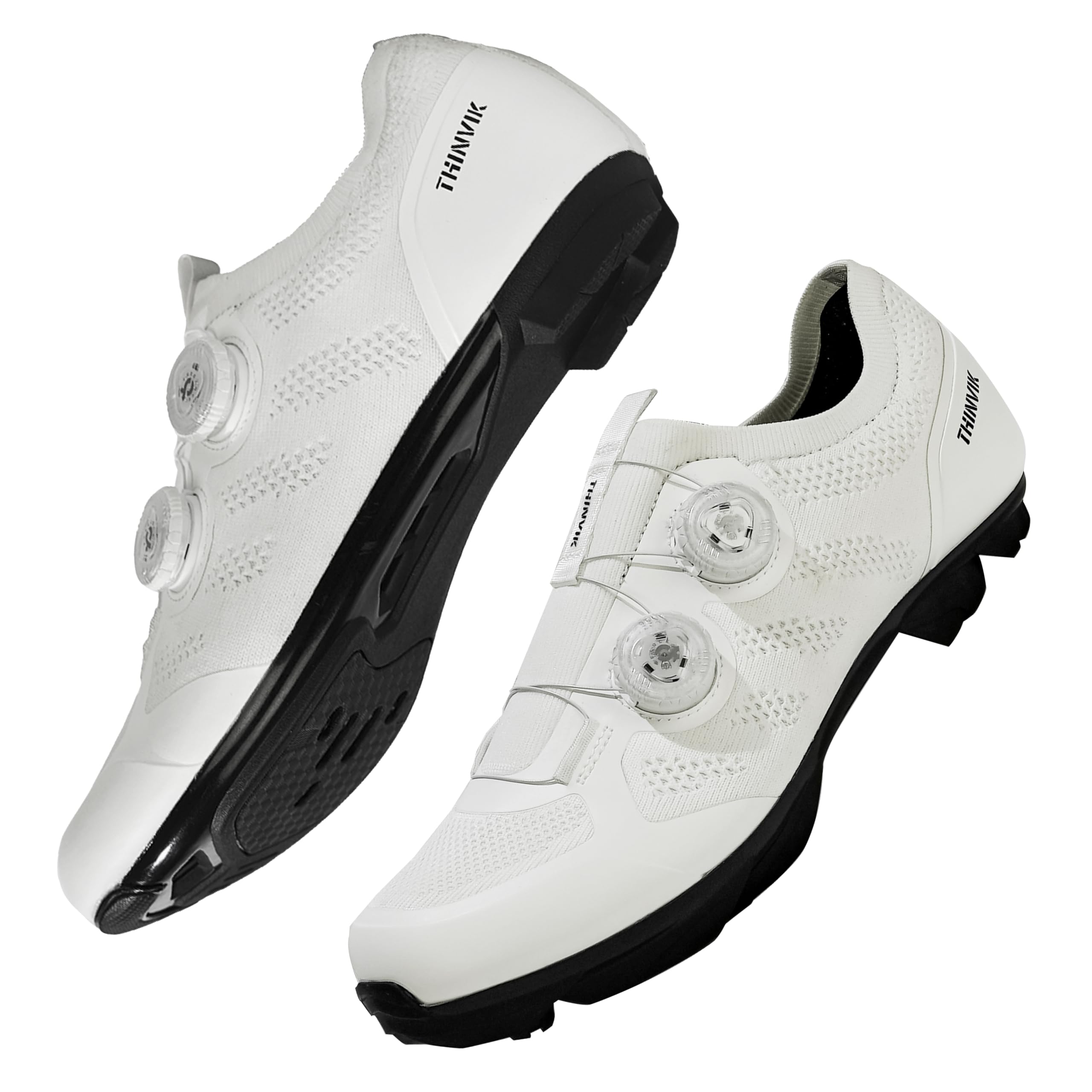 

Thinvik Road Bike Shoes Compatible with SPD-SL and Keo Systems Nylon Composite Sole Cycling Shoes Micro-adjustable with Dual Dials S5 white