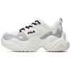 Pose Fabric Synthetic Leather Round Toe Lace-Up Shock Absorbing Non-Slip Wear-Resistant Low-Top Dad Shoes Women Sneaker White Gray F12W941128FGD