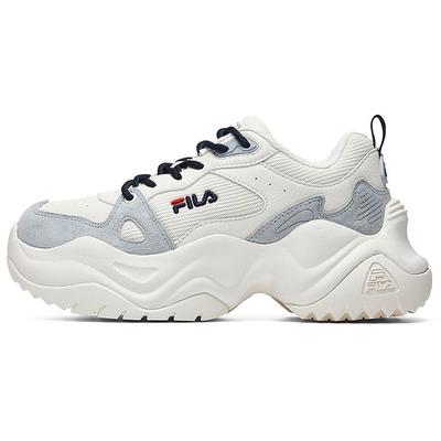 Pose Tessuto Pelle Sintetica Punta Tonda Allacciatura Ammortizzante Antiscivolo Resistente all'Usura Scarpe Basse Stile Papà Sneaker Donna Bianco Grigio F12W941128FGD
