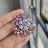 New Luxury Fashion Hollow Zircon Pearl Snowflake Brooches for Women Charm Crystal Flower Pins Suit Zircon Accessories Gift