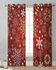 Christmas Snowflake Red Sheer Curtains for Living Room Decoration Window Curtains for Kitchen Tulle Voile Organza Curtains