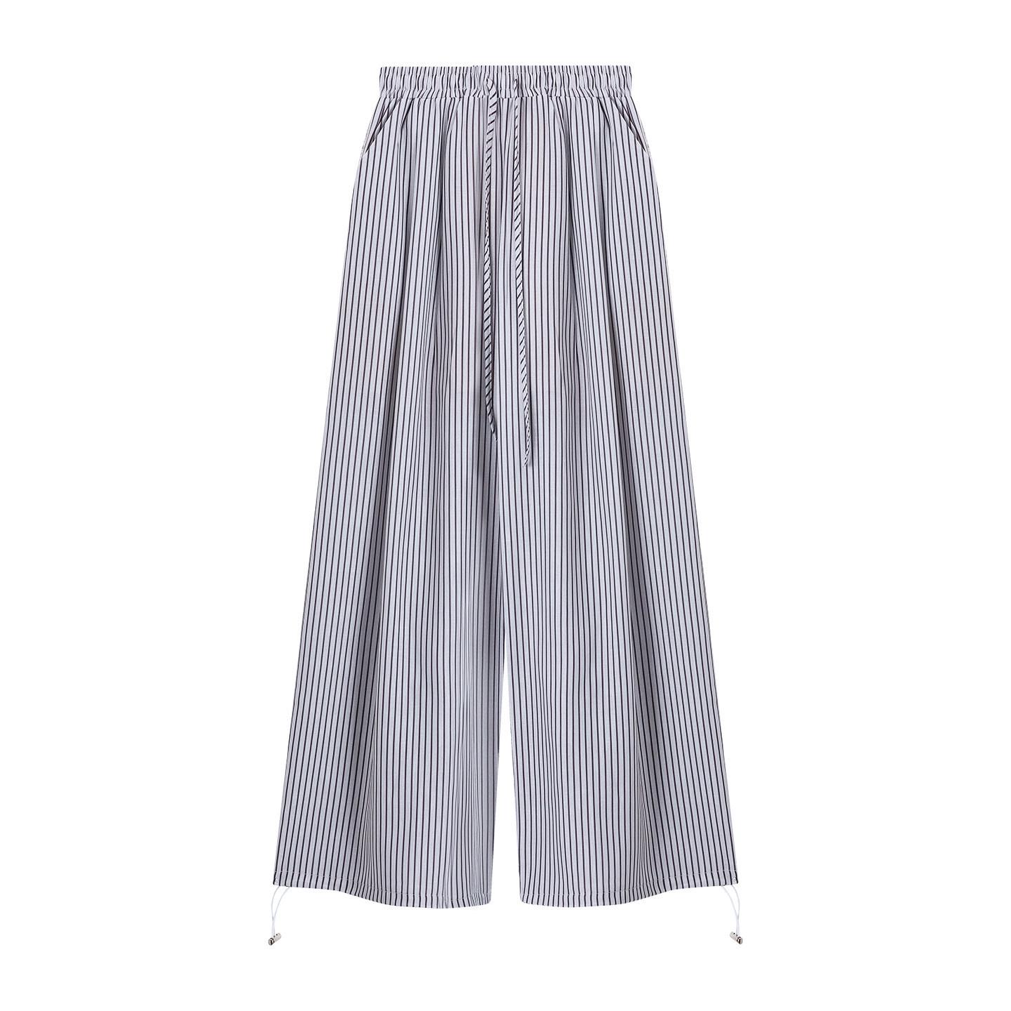

Women s High Waist Striped Retro Casual Straight Pants, Spring Floor-Length, Small Stature XS - Recommended 65-88 jin