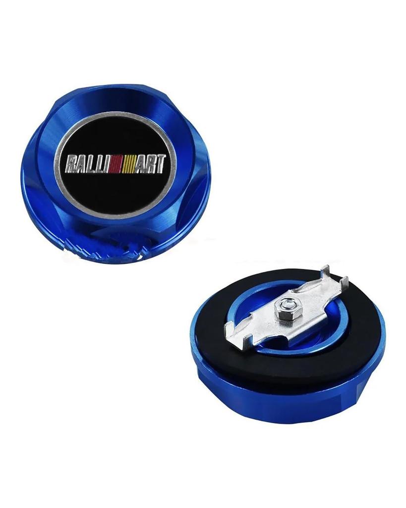 Mitsubishi Car Styling Accessories Aluminum Tank Cover Rally Art Racing Style Filler Caps and Screw Bolts (Blue)