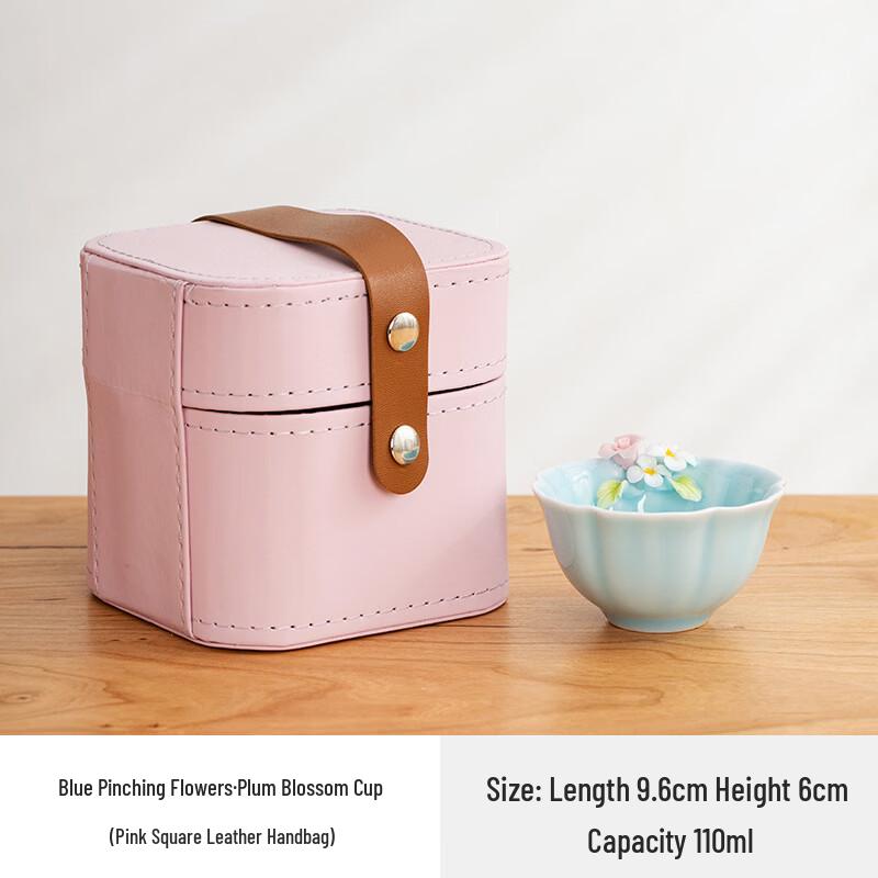 Hand-Pinched Ceramic Master Teacup Set with Leather Carry Bag