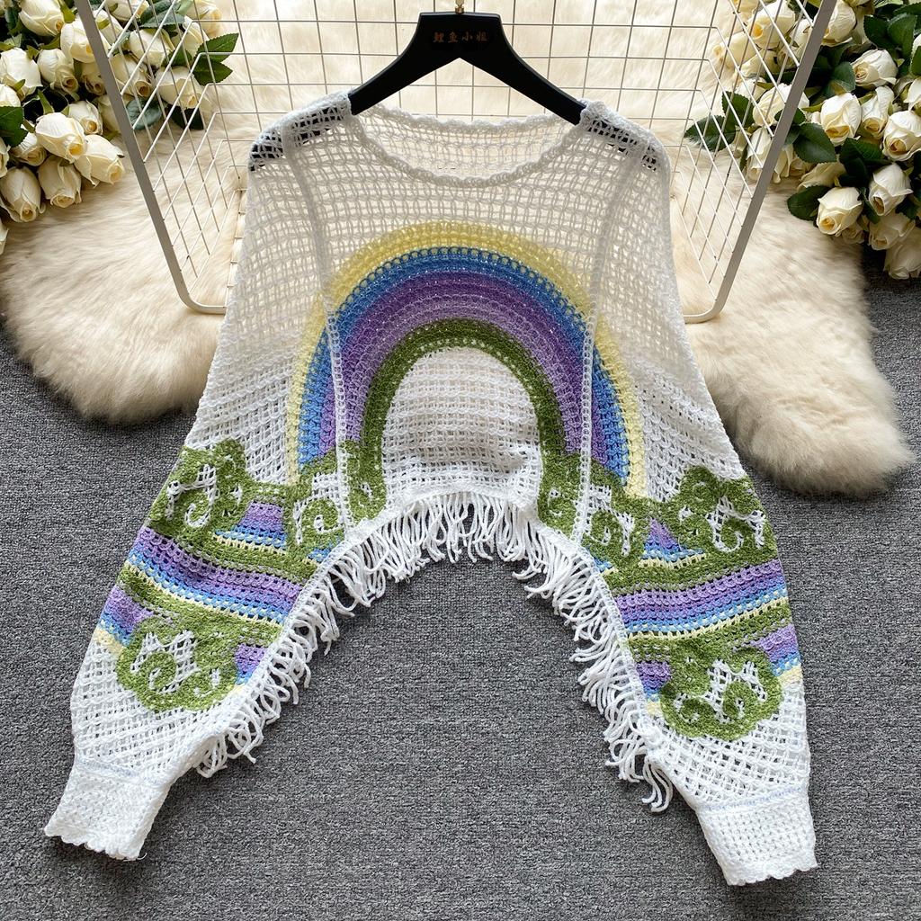 DIMANAF 2024 New Women Bat Vest T-Shirt Knitted Basic Fashion Tops Colorful Lace Tees Casual Loose Green Tees