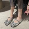 Fashion 2025  Women’s Flat Shoes Fairy Style  Sequins Mary Janes Basic Spring Summer Rhinestones Low Heel Pumps Single Shoes Square Toe
