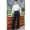Stylish Long-Sleeve French White Top with Wide-Leg Pants Two-Piece Set for Women